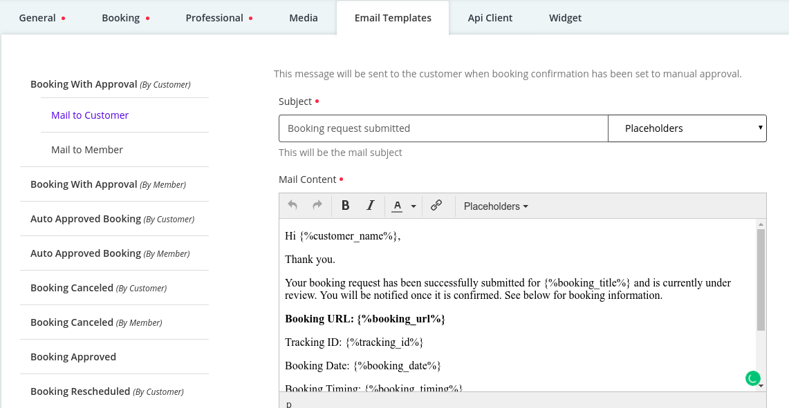 Configure Email Template